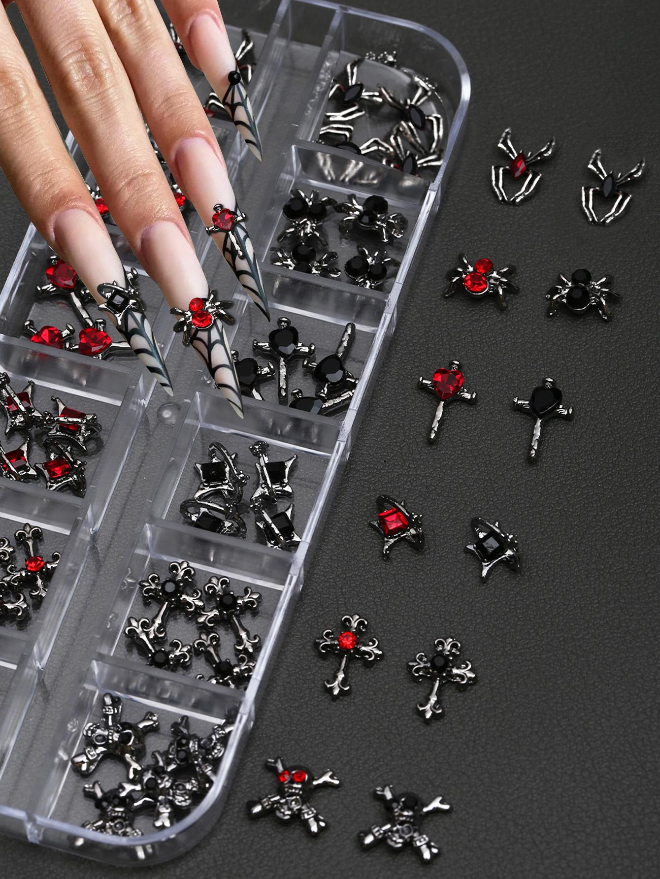 1Box(60pcs) Подвески для ногтей в виде черепа на Хэллоуин, 3D-сплавные кресты-пауки, украшения для ногтей своими руками, подарочная коробка в стиле Черной пятницы, принадлежности для ногтей
1Box(60pcs) Подвески для ногтей в виде черепа на Хэллоуин, 3D-сплавные кресты-пауки, украшения для ногтей своими руками, подарочная коробка в стиле Черной пятницы, принадлежности для ногтей