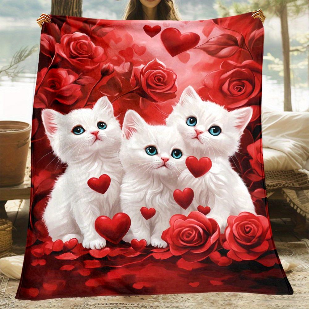 1pc White Kitten Red Roses Hearts Flannel Blanket Romantic Love Theme Soft Cozy Throw For Couples Valentines Day Gift 75x100cm (30x40inch)
1pc White Kitten Red Roses Hearts Flannel Blanket Romantic Love Theme Soft Cozy Throw For Couples Valentines Day Gift 75x100cm (30x40inch)