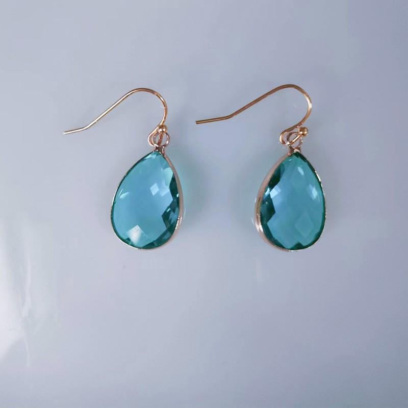 Huajie Синий Кристалл Капля Воды Женская Мода Корейский Стиль Серьги-Крючки для Ушей синий