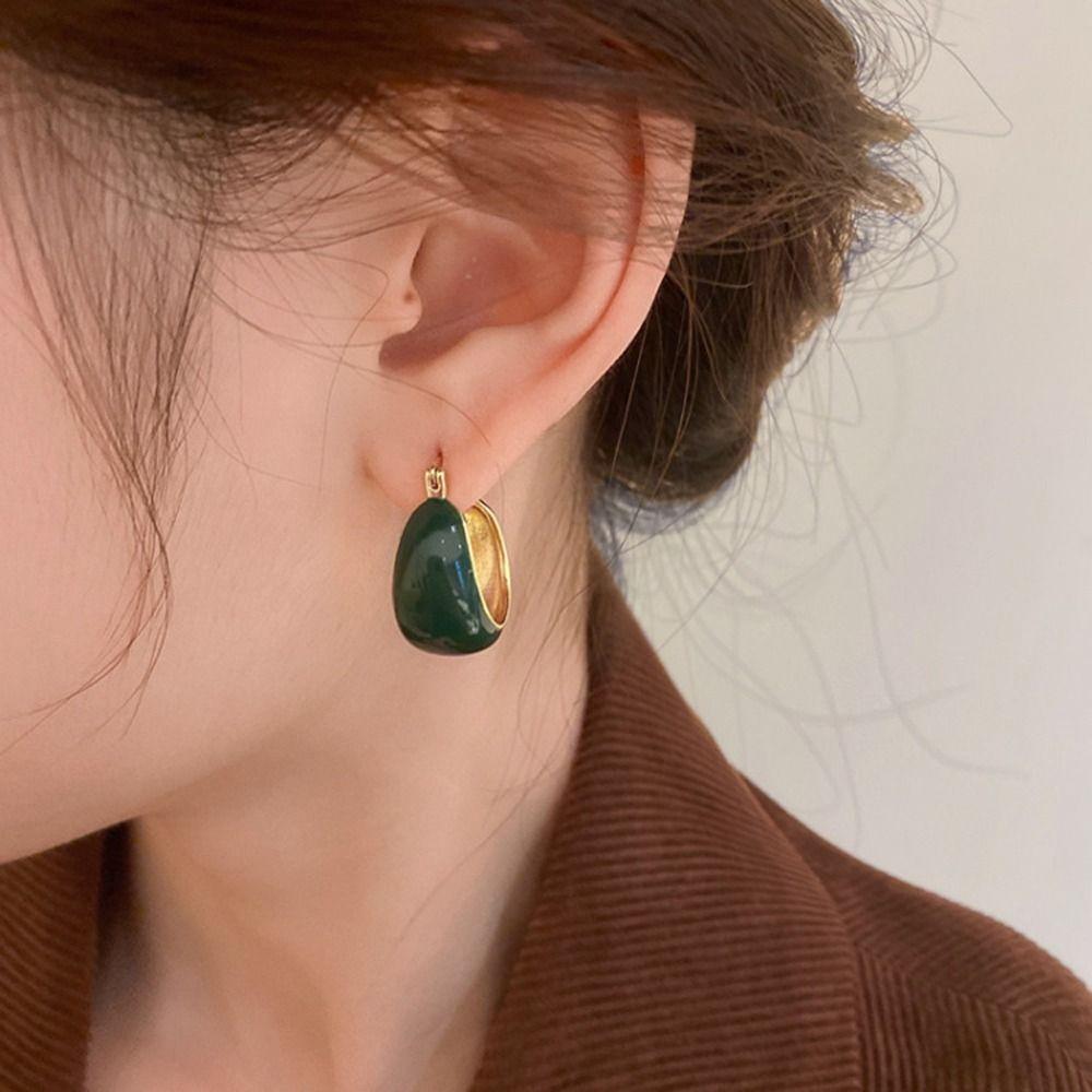 Girl Gift Zinc Zinc Alloy U Shape Women Round Earrings Girl Stud Earrings Korean Style Earrings Ear Buckle dark green-B
Girl Gift Zinc Zinc Alloy U Shape Women Round Earrings Girl Stud Earrings Korean Style Earrings Ear Buckle dark green-B
