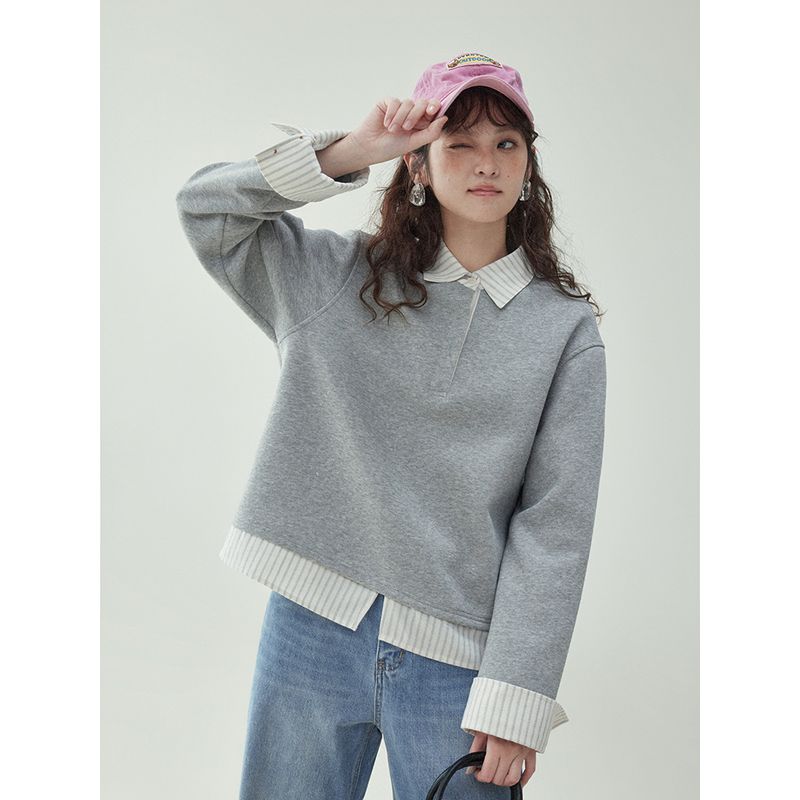 North Island Amuu Original French Patchwork False Two-Piece Sweaters T-Shirt Female Spring & Fall Bottoming Loose Slim Looking Tops Grey S
North Island Amuu Original French Patchwork False Two-Piece Sweaters T-Shirt Female Spring & Fall Bottoming Loose Slim Looking Tops Grey S