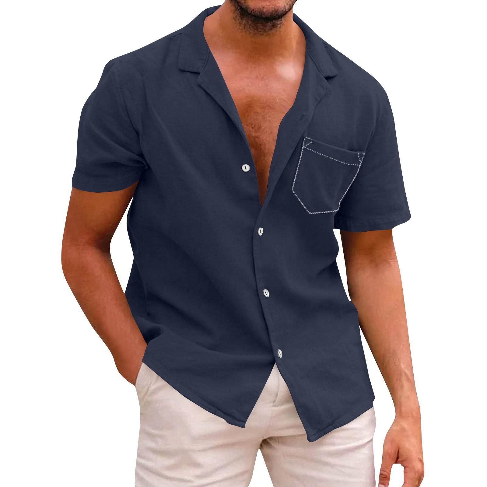 Men s Color Pocket Button Short Sleeve Shirts Men s Casual Fashion Short Sleeve Shirts XL Темно-синій
Men s Color Pocket Button Short Sleeve Shirts Men s Casual Fashion Short Sleeve Shirts XL Темно-синій