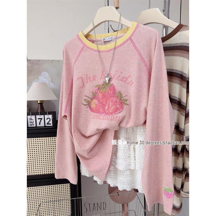 Plus Size Women s Pink Strawberry Print Pure Cotton Long Sleeve T-Shirt - Stylish, Versatile, Loose Fit. 2XL (Recommended 165-185 jin) земляничный/розовый
Plus Size Women s Pink Strawberry Print Pure Cotton Long Sleeve T-Shirt - Stylish, Versatile, Loose Fit. 2XL (Recommended 165-185 jin) земляничный/розовый