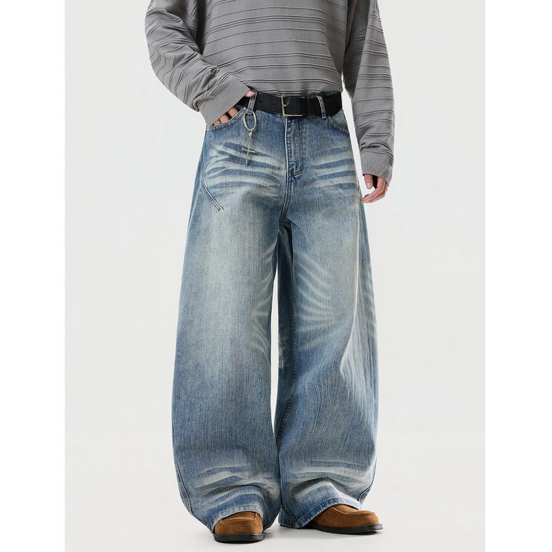 Acrardic Trendy Wrinkled Whiskered Denim Jeans for Men, Street Style, Cool and Loose, Wide-Leg, Versatile, Washed Long Pants Blue X L
Acrardic Trendy Wrinkled Whiskered Denim Jeans for Men, Street Style, Cool and Loose, Wide-Leg, Versatile, Washed Long Pants Blue X L