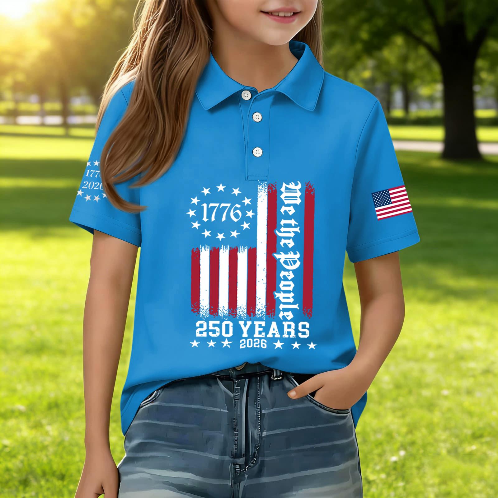 Kids Short Sleeve Polo Shirt Independence Day Print 1776 250 Years 2026 Graphic Tee Casual Summer Top for Boys Girls 130 синий
Kids Short Sleeve Polo Shirt Independence Day Print 1776 250 Years 2026 Graphic Tee Casual Summer Top for Boys Girls 130 синий