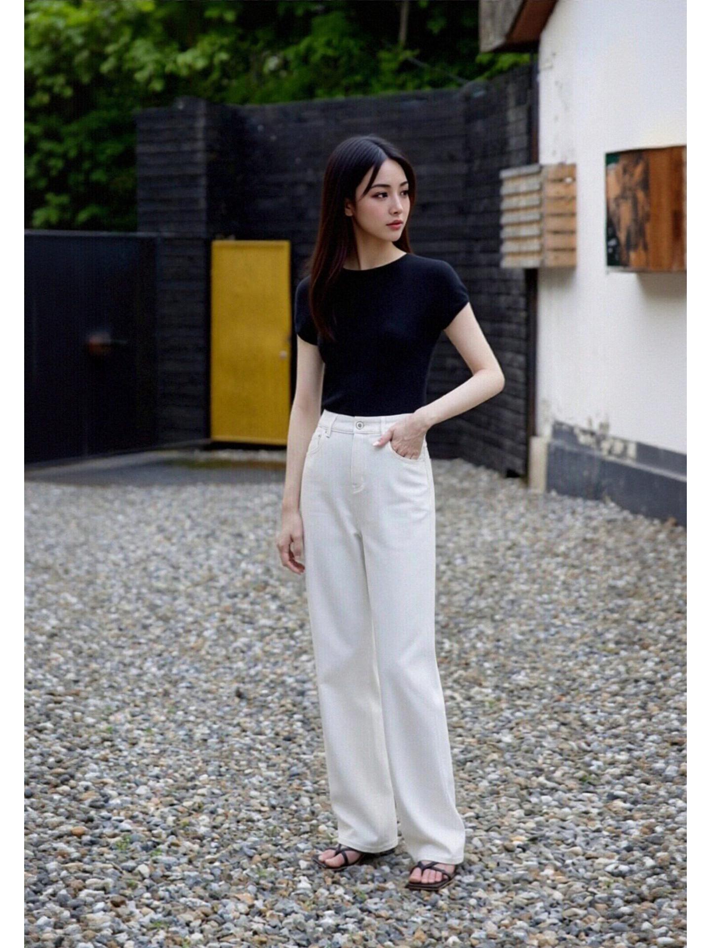 Spring/Summer 2026 White High-Waisted Wide-Leg Floor-Length Jeans, Four-Way Stretch, Casual Slimming Fit Medium
Spring/Summer 2026 White High-Waisted Wide-Leg Floor-Length Jeans, Four-Way Stretch, Casual Slimming Fit Medium
