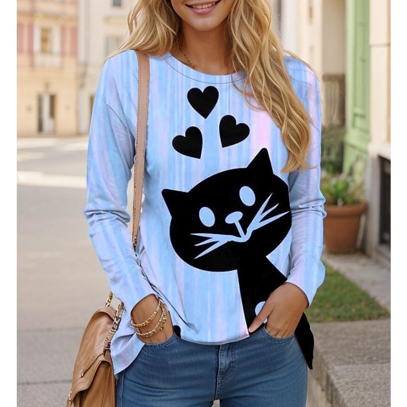 Весенне-осенний топ с круглым вырезом, графикой кошки и сердца, 3D-принтом, модные повседневные женские футболки с длинным рукавом 5XL
Весенне-осенний топ с круглым вырезом, графикой кошки и сердца, 3D-принтом, модные повседневные женские футболки с длинным рукавом 5XL