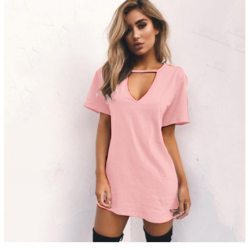 Women s Summer New Sexy V Neck Halter Cut Out Mini Dress Short Sleeve Solid Color Casual Club Party T-Shirt Dress XXL рожевий
Women s Summer New Sexy V Neck Halter Cut Out Mini Dress Short Sleeve Solid Color Casual Club Party T-Shirt Dress XXL рожевий
