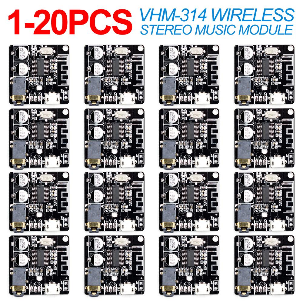 VHM-314 Бездротовий стерео музичний модуль 3,5 мм Audio Aux Bluetooth-сумісний 4.1/5.0 MP3 декодуючий програвач Плата Micro USB 5V Powered
VHM-314 Бездротовий стерео музичний модуль 3,5 мм Audio Aux Bluetooth-сумісний 4.1/5.0 MP3 декодуючий програвач Плата Micro USB 5V Powered