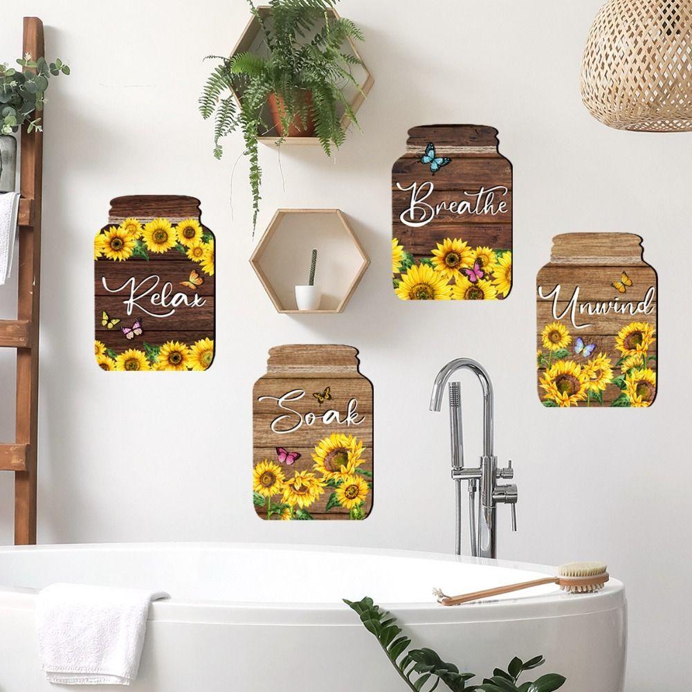 Rustic English Decorative Painting Mason Jar Shape Wooden Signs Sunflower Wall Sticker Restaurant
Rustic English Decorative Painting Mason Jar Shape Wooden Signs Sunflower Wall Sticker Restaurant