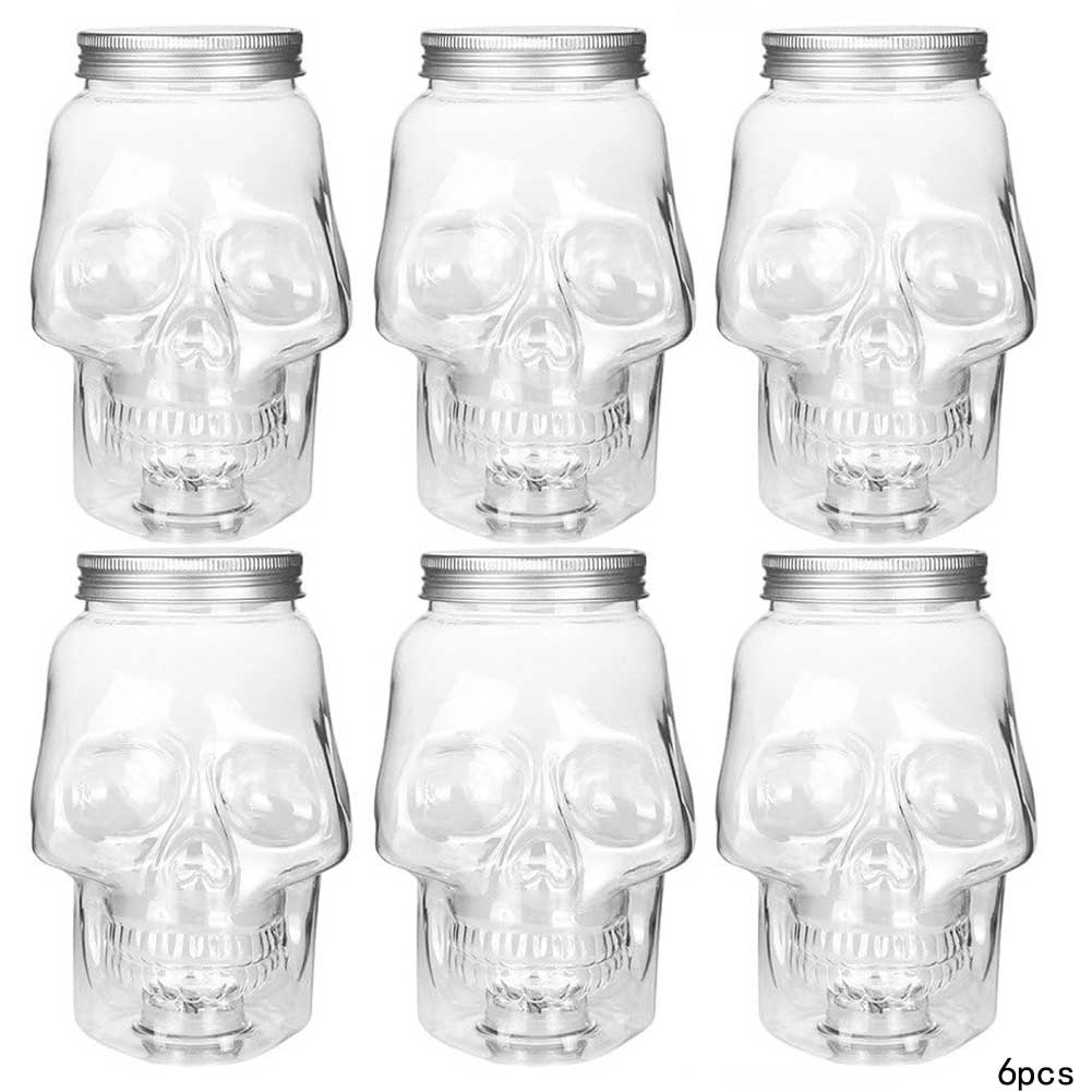6 Pack Halloween Transparent Skull Plastic Jars With Lids For Home Decoration, Beverage Storage
6 Pack Halloween Transparent Skull Plastic Jars With Lids For Home Decoration, Beverage Storage