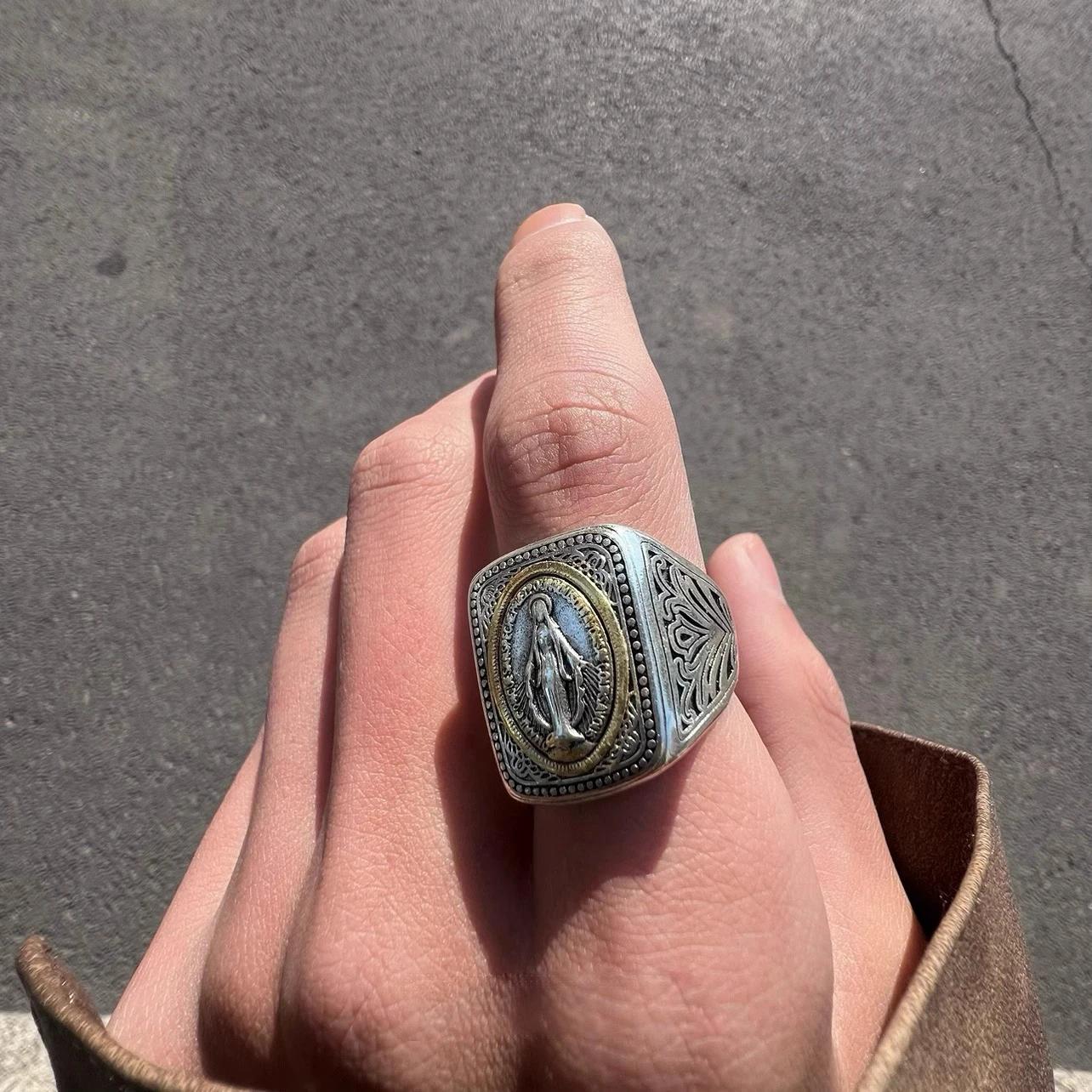 New Silver Color Literary Faith Original Design By Our Lady of Notre Dame Ring Niche Style Hip-hop Retro Men and Women Jewelry resizable
New Silver Color Literary Faith Original Design By Our Lady of Notre Dame Ring Niche Style Hip-hop Retro Men and Women Jewelry resizable
