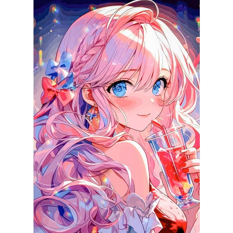 Сексуальный и милый сладкий кот Молодая девушка Аниме Портрет Арт Постер Печать на холсте Гостиная Спальня Домашнее настенное украшение Живопись 21cm×30cm NoFrame