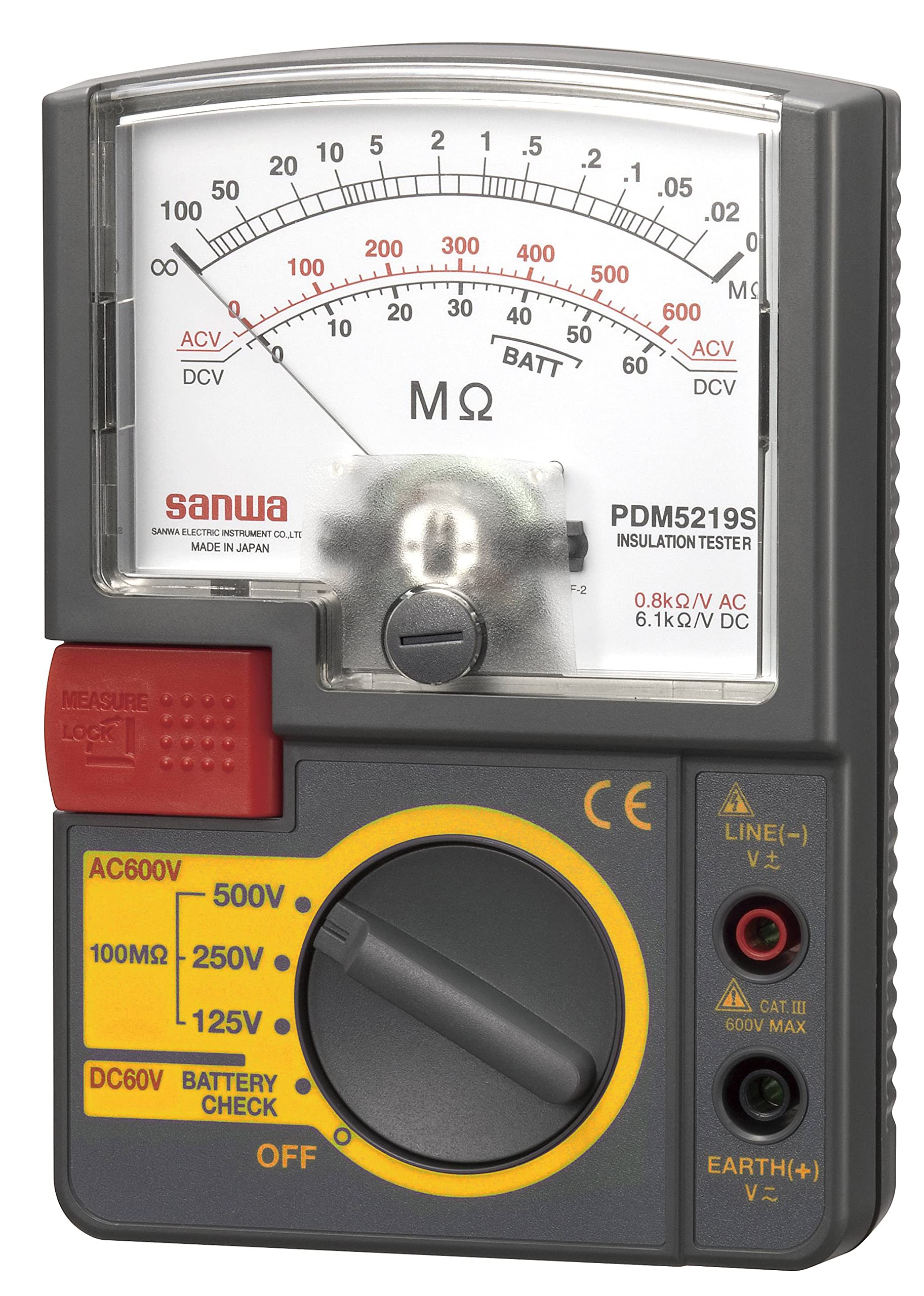 Sanwa Electric Meter SANWA Analog Insulation Resistance Meter PDM5219S 500V/250V/125V
Sanwa Electric Meter SANWA Analog Insulation Resistance Meter PDM5219S 500V/250V/125V