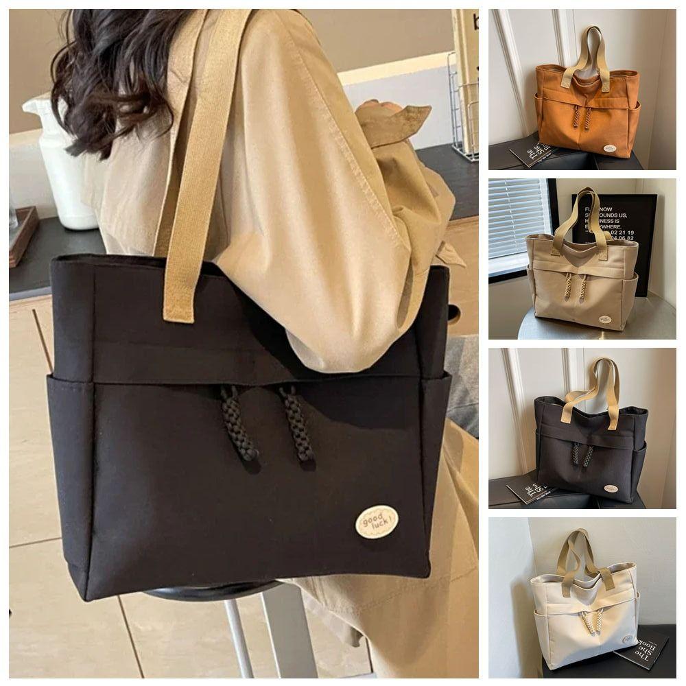 Multi Pocket Solid Color Canvas Bag Street Style Japanese Style Tote Bag Simple Handbag Streetwear чорний 
Multi Pocket Solid Color Canvas Bag Street Style Japanese Style Tote Bag Simple Handbag Streetwear чорний