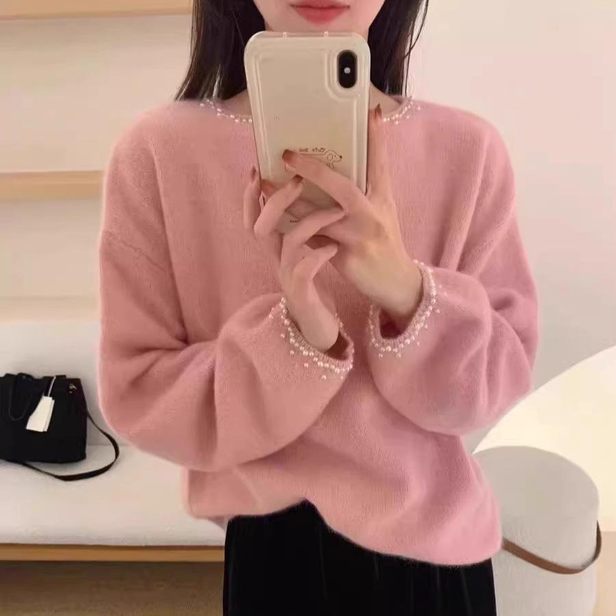 Arctic velvet, heavy industry solid color beaded imitation wool crew neck knitted sweater for women s autumn and winter gentle wind inside one size fits all
Arctic velvet, heavy industry solid color beaded imitation wool crew neck knitted sweater for women s autumn and winter gentle wind inside one size fits all