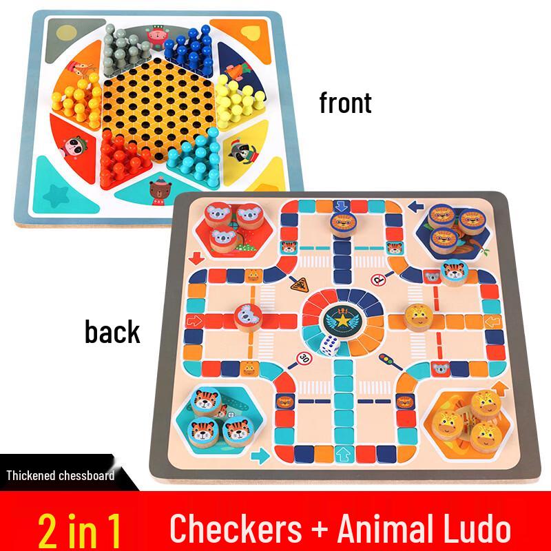 Wooden 2-in-1 Checkers & Flying Chess Set
Wooden 2-in-1 Checkers & Flying Chess Set