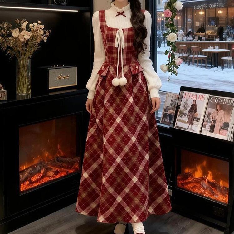 Retro French Style Plaid Skirt: Waist-Cinched, Christmas Red, Two-Piece Look for Female Students Large
Retro French Style Plaid Skirt: Waist-Cinched, Christmas Red, Two-Piece Look for Female Students Large