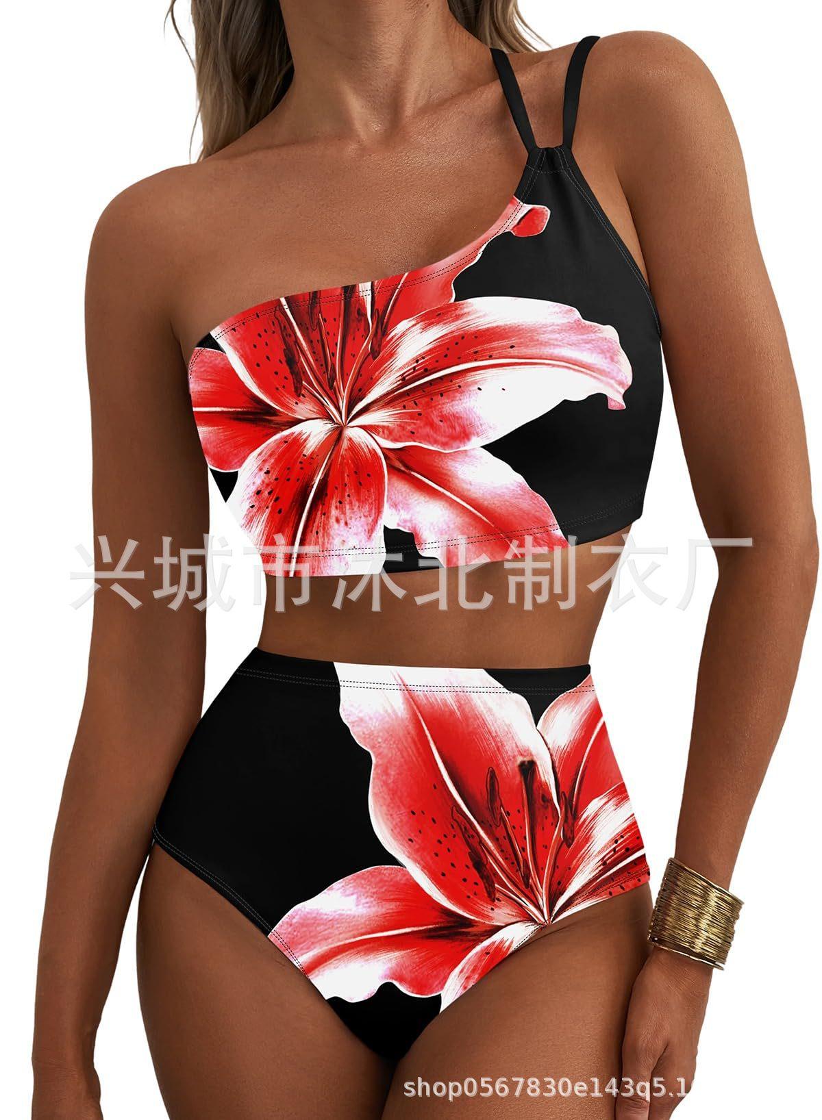 New single shoulder high waist bikini female sexy multi-color printing slim split swimsuit female XXL
New single shoulder high waist bikini female sexy multi-color printing slim split swimsuit female XXL