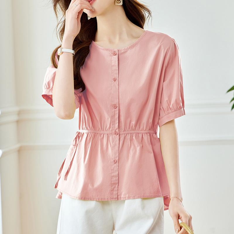 Pure Cotton Round Neck Short-sleeved Shirt for Women In Summer New Loose and Versatile Slim-breasted Shirt M
Pure Cotton Round Neck Short-sleeved Shirt for Women In Summer New Loose and Versatile Slim-breasted Shirt M