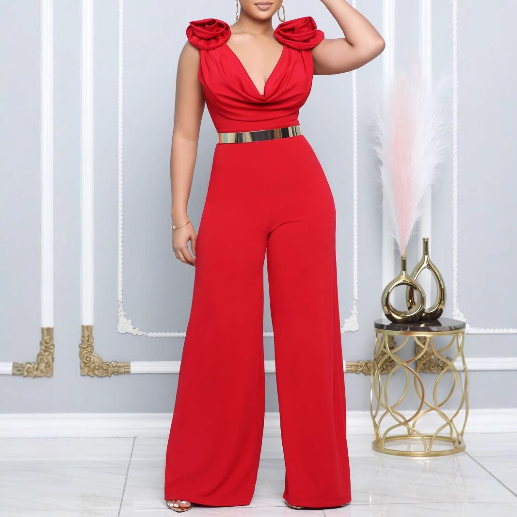 European & American Women s Fashion V-neck Wide-leg High-neck Sleeveless Waist-cinching Jumpsuit XXXL
European & American Women s Fashion V-neck Wide-leg High-neck Sleeveless Waist-cinching Jumpsuit XXXL