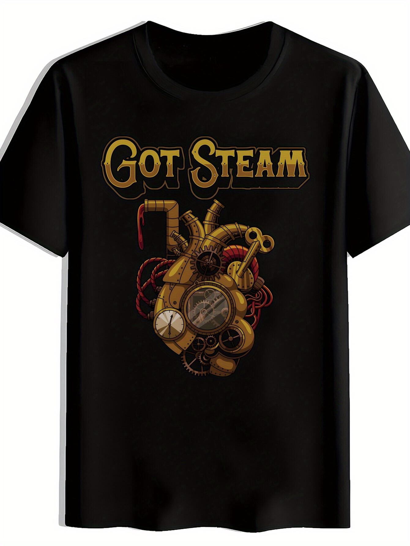 Got Steam Mechanical Heart Graphic T-shirt - Black Casual Summer Tee with Gears & Steam Pipe Design S
Got Steam Mechanical Heart Graphic T-shirt - Black Casual Summer Tee with Gears & Steam Pipe Design S