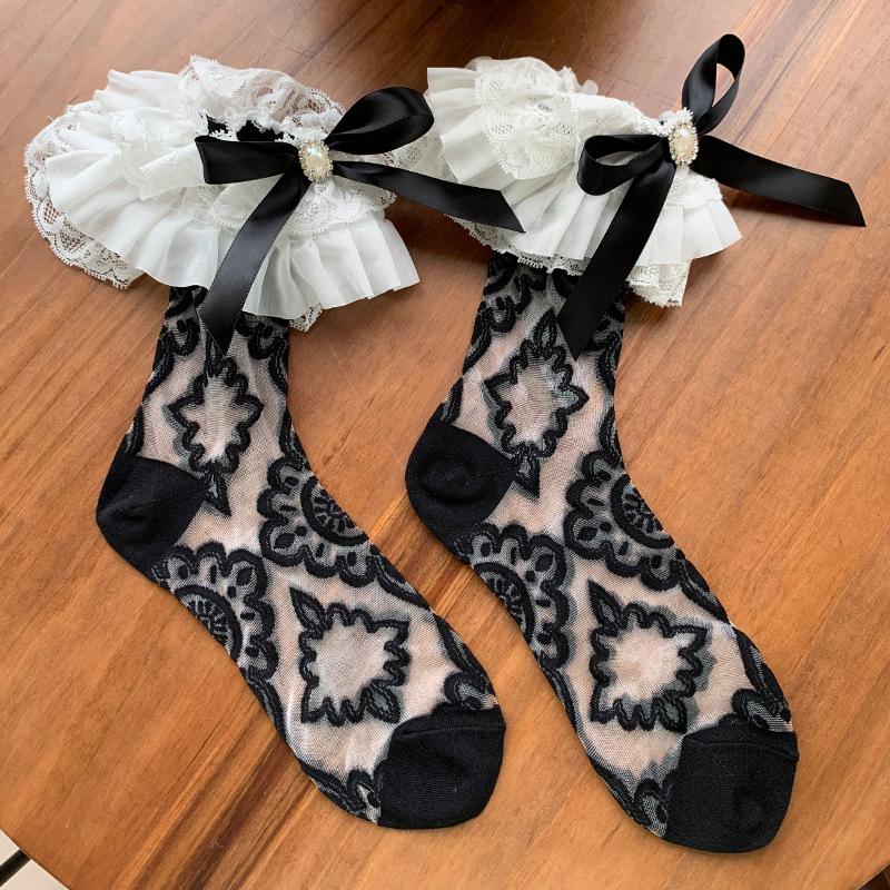 Elegant Princess Short Ankle Sock - Multi-Layer Crystal Lace with Adjustable Bow, Ultra-Thin Sheer Stacked Design for Daily Wear One Size
Elegant Princess Short Ankle Sock - Multi-Layer Crystal Lace with Adjustable Bow, Ultra-Thin Sheer Stacked Design for Daily Wear One Size