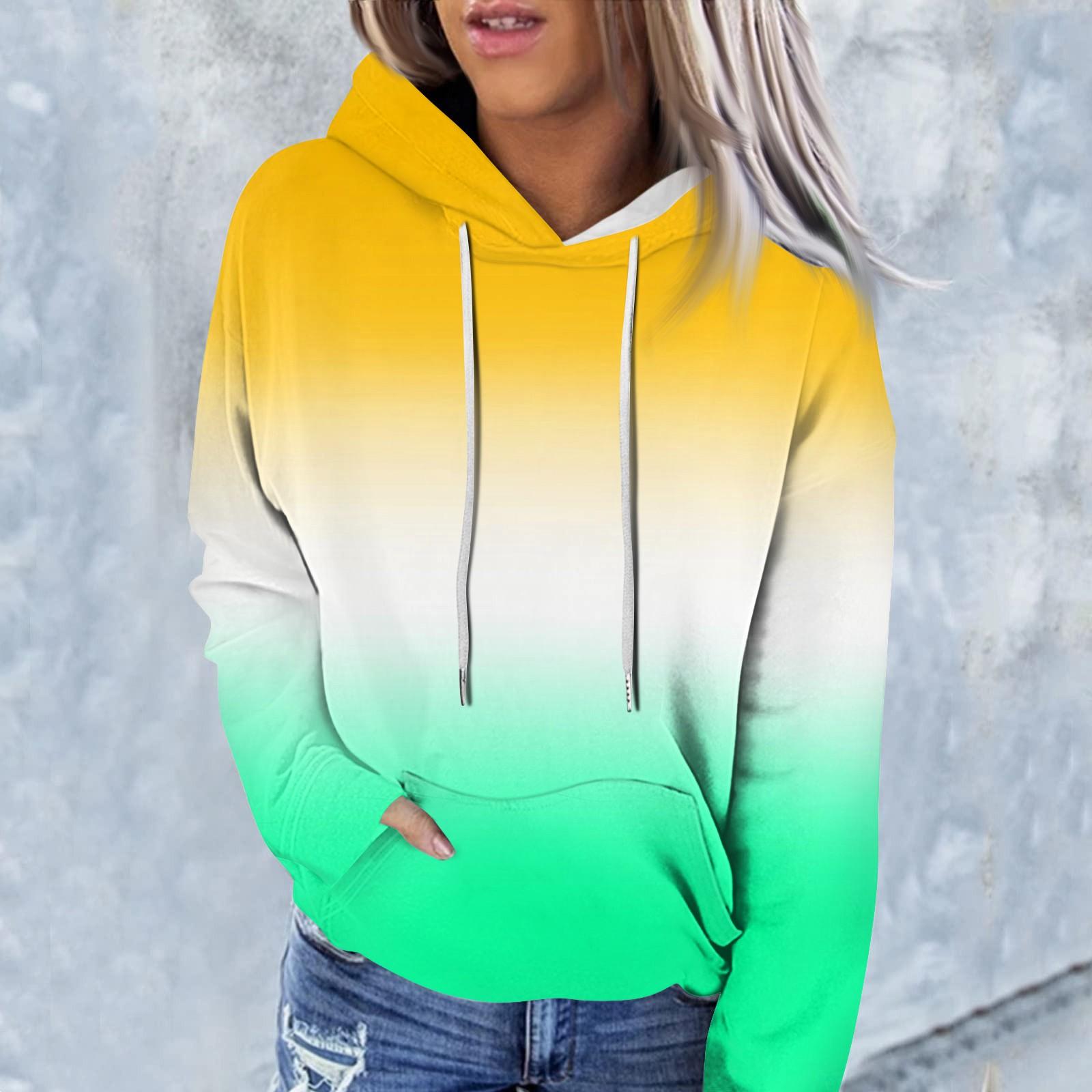 Женская модная повседневная толстовка с капюшоном и градиентным принтом с длинным рукавом XL жёлтый
Женская модная повседневная толстовка с капюшоном и градиентным принтом с длинным рукавом XL жёлтый