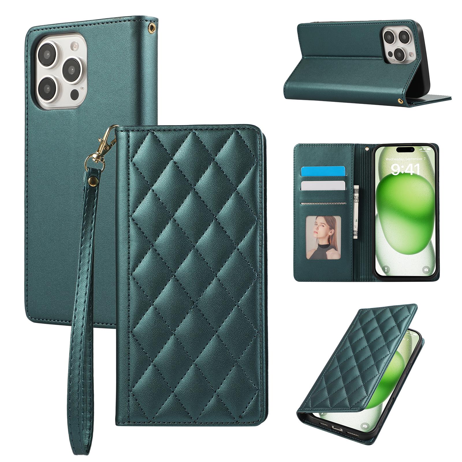 For iPhone 16 Pro Case RFID Blocking Wallet Stand Rhombus Leather Phone Cover with Wrist Strap Green
For iPhone 16 Pro Case RFID Blocking Wallet Stand Rhombus Leather Phone Cover with Wrist Strap Green