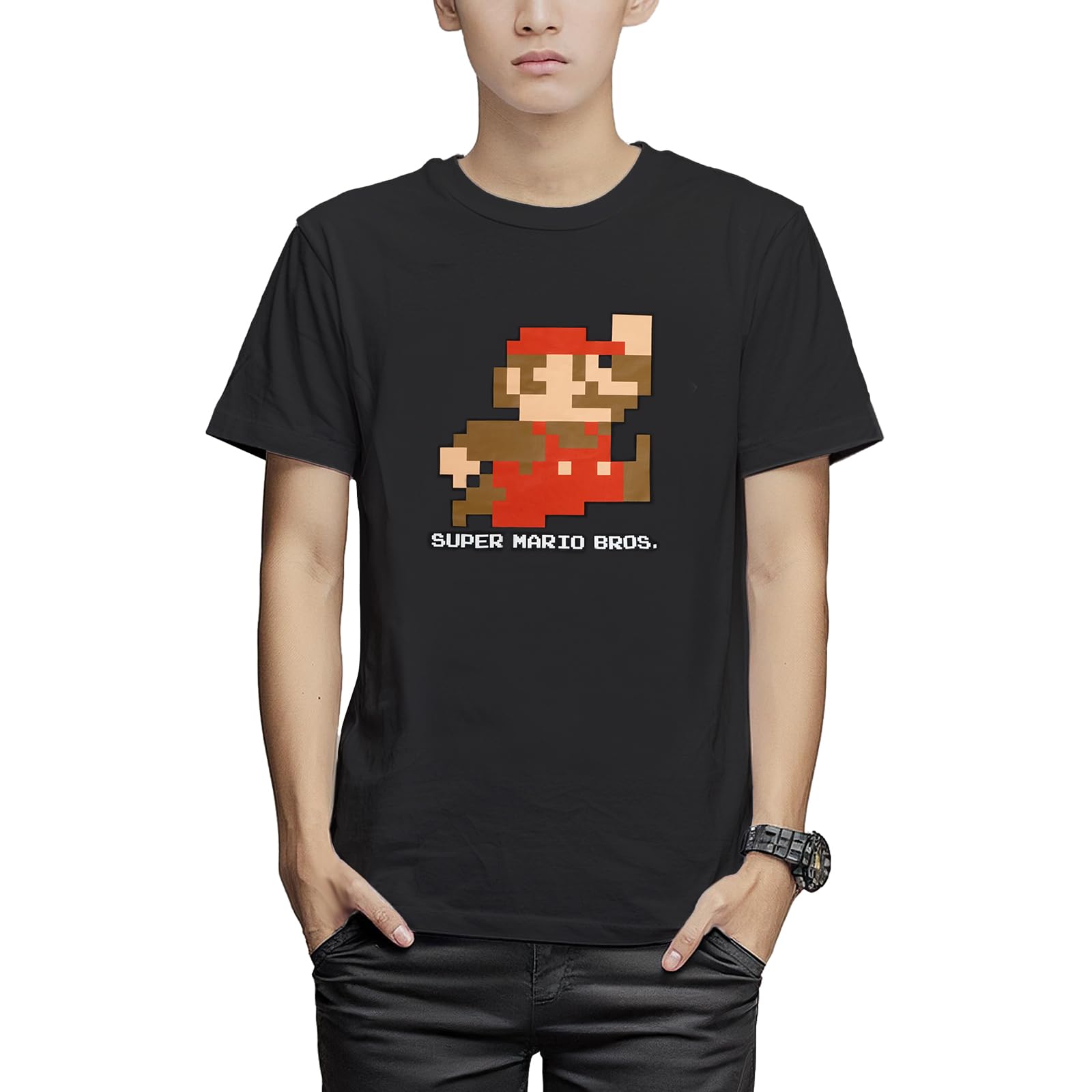 Fine Plus Short Sleeve Super Mario Bros. Mario Pixel Jump Retro Character T-Shirt
Fine Plus Short Sleeve Super Mario Bros. Mario Pixel Jump Retro Character T-Shirt