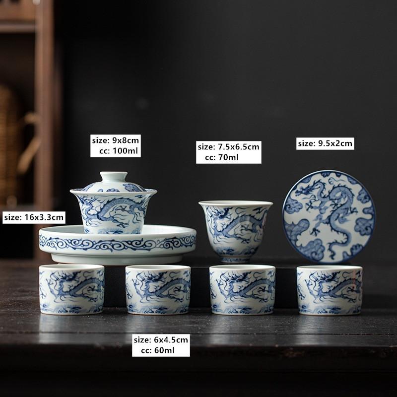 Jingdezhen Blue and White Porcelain Dragon Pattern Tea Set Handmade Beauty Gaiwan Tea Maker Exquisite Master Cup Chinese Tea Set Eight-piece Set
Jingdezhen Blue and White Porcelain Dragon Pattern Tea Set Handmade Beauty Gaiwan Tea Maker Exquisite Master Cup Chinese Tea Set Eight-piece Set