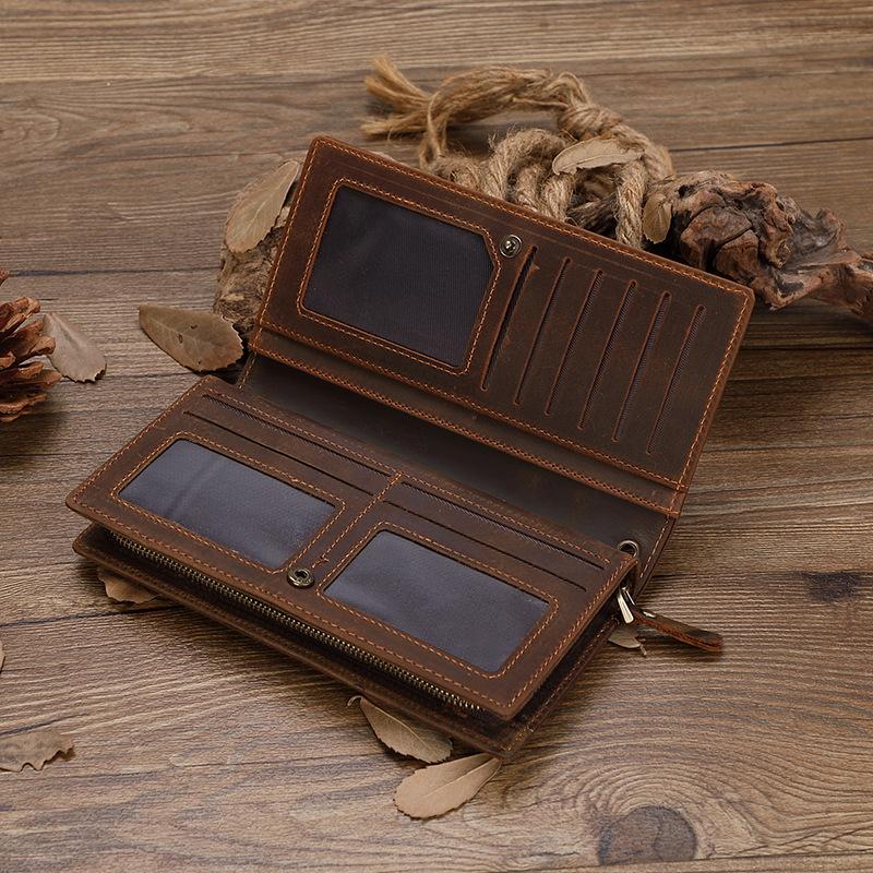 Genuine Crazy Horse Leather Long Wallet for Men Zippered Multi-Card Organizer with High Capacity Design коричневий
Genuine Crazy Horse Leather Long Wallet for Men Zippered Multi-Card Organizer with High Capacity Design коричневий