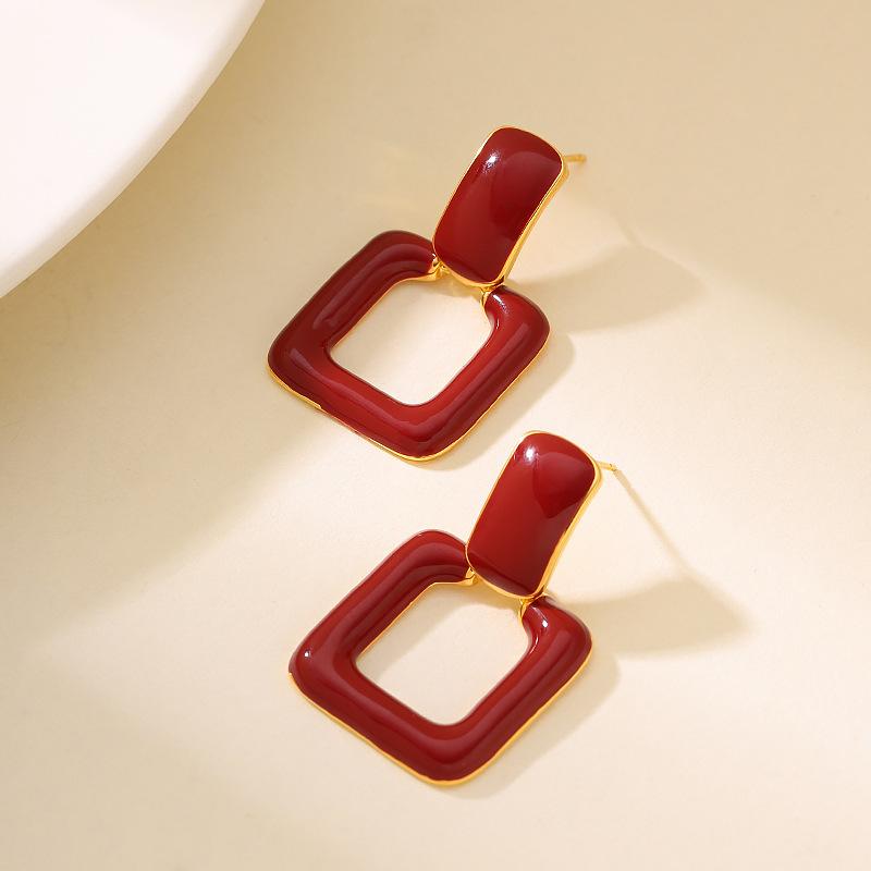 French elegance temperament small fragrant bride festive red dripping geometric square earrings exquisite high-end earrings червоний
French elegance temperament small fragrant bride festive red dripping geometric square earrings exquisite high-end earrings червоний