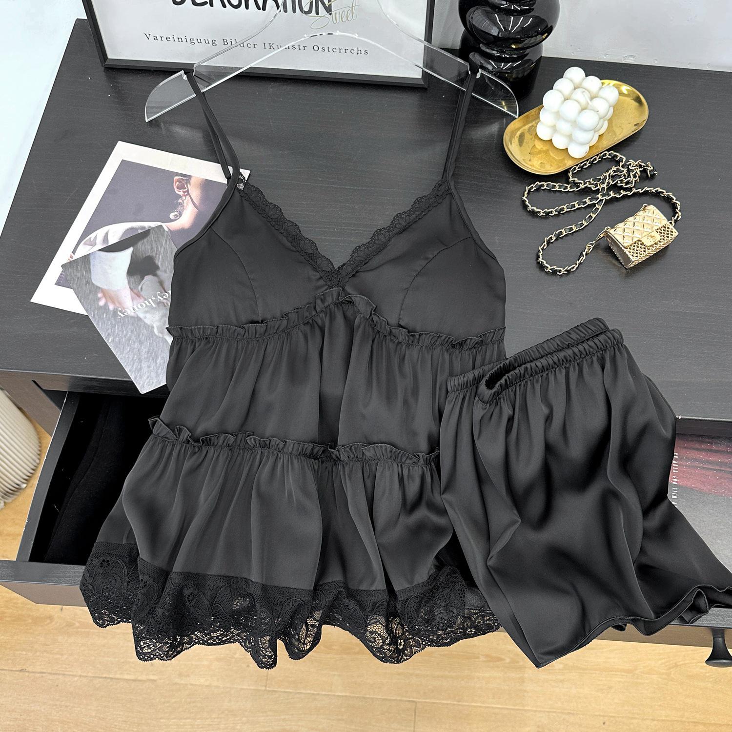 Yase Womens Full Sugar Ice Silk Camisole & Shorts Set - Lace Trim, Lightweight & Comfortable Homewear L чорний
Yase Womens Full Sugar Ice Silk Camisole & Shorts Set - Lace Trim, Lightweight & Comfortable Homewear L чорний