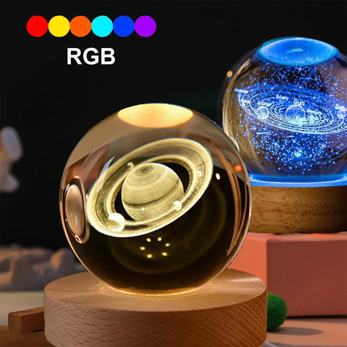 6 см Прикроватная RGB лампа Солнечная тема Серия Космос Хрустальный шар Ночники Млечный путь Луна Маленькие украшения для стола Креативный подарок USB Plug
6 см Прикроватная RGB лампа Солнечная тема Серия Космос Хрустальный шар Ночники Млечный путь Луна Маленькие украшения для стола Креативный подарок USB Plug