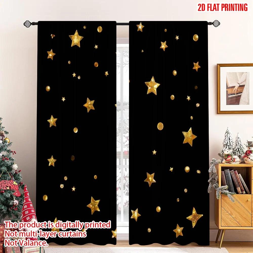 Flat Printing Window Drapes Golden Glitter Stars Digital Printed Polyester Holiday Decorations Use Oversized Curtains Set Of 2 Made W100*H70(CM)-Grommet top&1PCS
Flat Printing Window Drapes Golden Glitter Stars Digital Printed Polyester Holiday Decorations Use Oversized Curtains Set Of 2 Made W100*H70(CM)-Grommet top&1PCS
