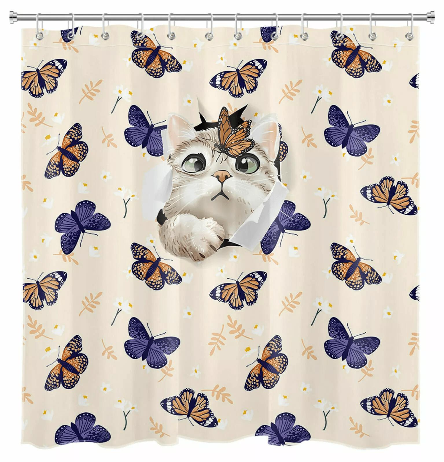 Charming Cat & Butterfly Shower Curtain: Embrace The Playful Design, Soft Fabric, And Whimsical Vibes For Your Fun Bathroom W60H190(CM)-1 Pcs
Charming Cat & Butterfly Shower Curtain: Embrace The Playful Design, Soft Fabric, And Whimsical Vibes For Your Fun Bathroom W60H190(CM)-1 Pcs