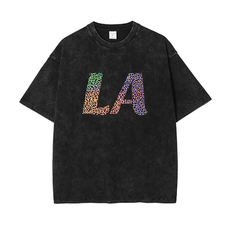 Unisex Leopard Printed Washed T-shirt Casual Short Sleeve Cottons Carnivals Party LA Letter Hip hop Men Tees Clothings 3XL
Unisex Leopard Printed Washed T-shirt Casual Short Sleeve Cottons Carnivals Party LA Letter Hip hop Men Tees Clothings 3XL