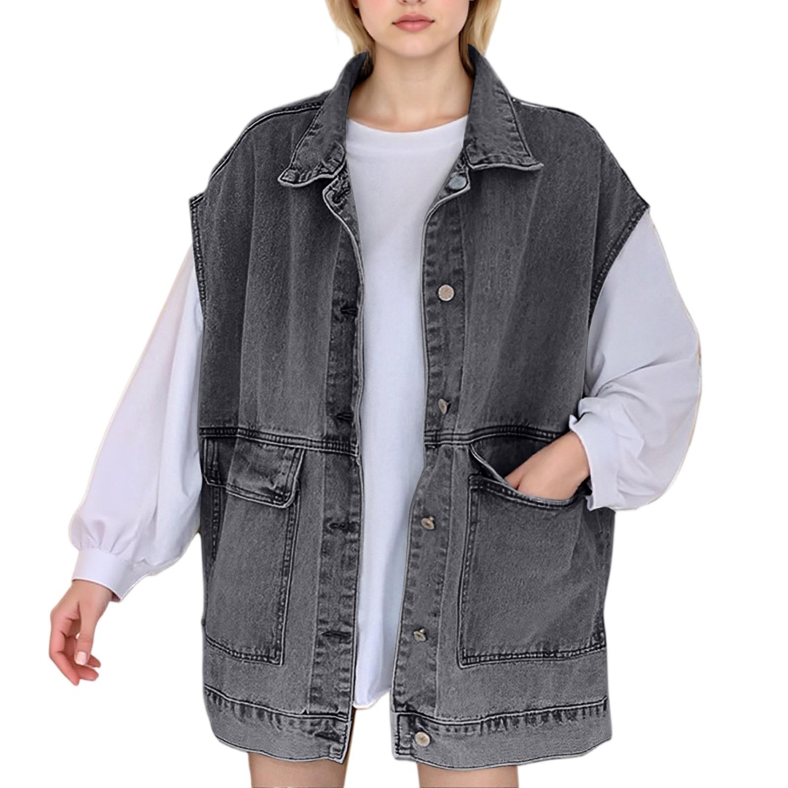 Women s Sleeveless Waistcoat Workwear Denim Vest All-match Solid Color Vest L чорний
Women s Sleeveless Waistcoat Workwear Denim Vest All-match Solid Color Vest L чорний