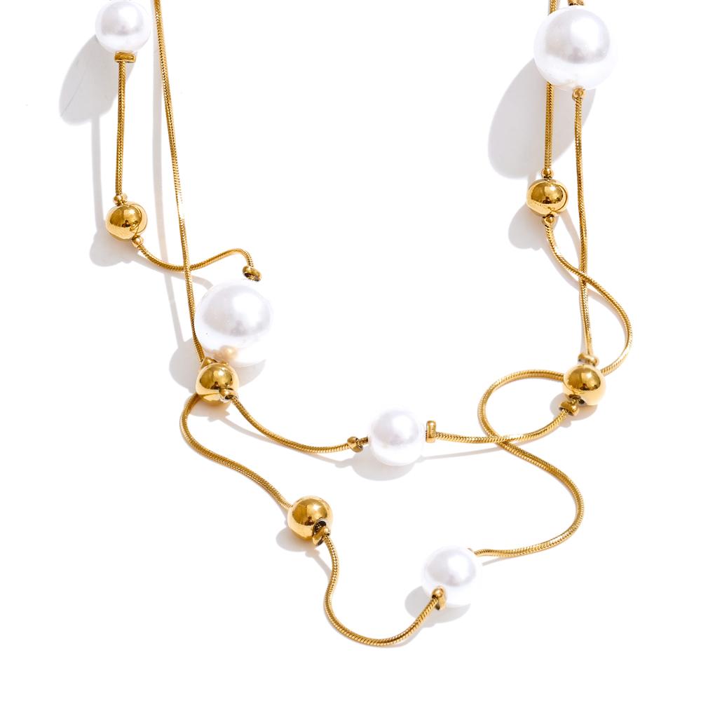 Yhpup 92+5cm Double-Layer Chain Overlay Necklace Stainless Steel 4-Season Jewelry Sweater Chain Accessories Simulated Pearls
Yhpup 92+5cm Double-Layer Chain Overlay Necklace Stainless Steel 4-Season Jewelry Sweater Chain Accessories Simulated Pearls