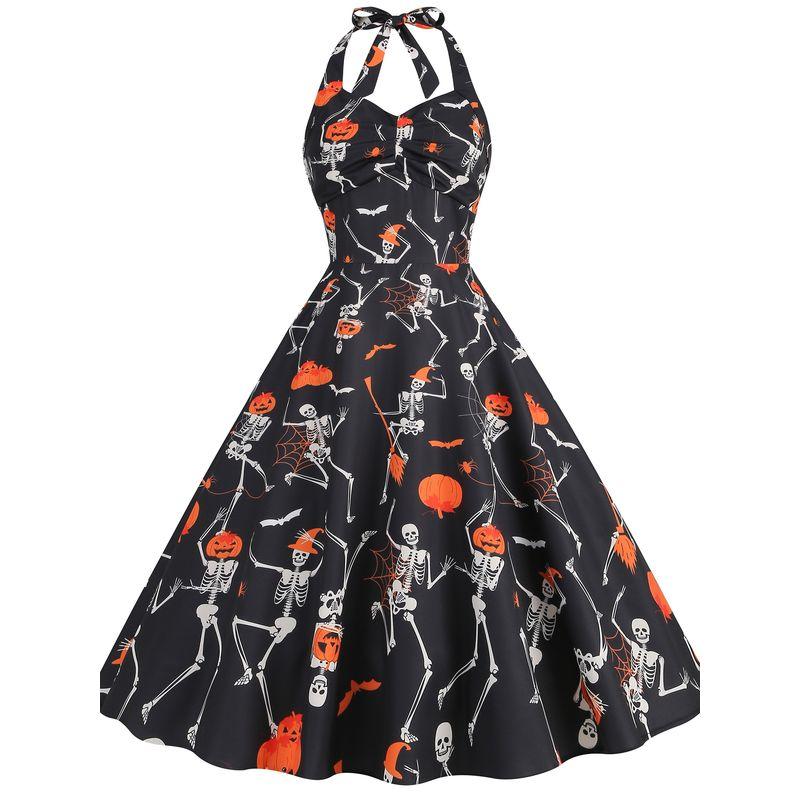 Fashion Halloween Pumpkin Festival Halloween Cartoon Rose Halterneck Backless Slim Fit Sleeveless Mid-Length Dress Black 1297 2XL
Fashion Halloween Pumpkin Festival Halloween Cartoon Rose Halterneck Backless Slim Fit Sleeveless Mid-Length Dress Black 1297 2XL