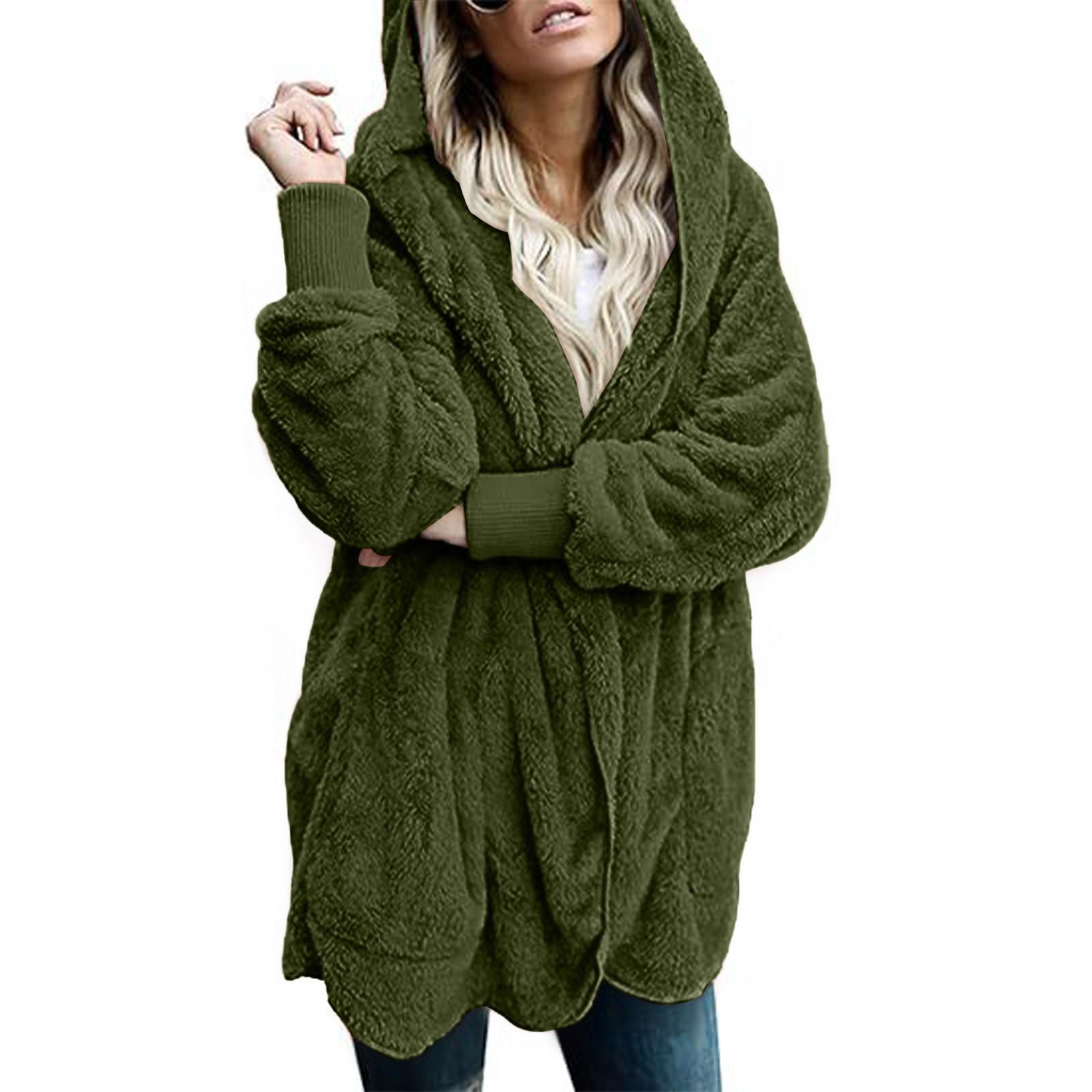Женская модная свободная куртка с капюшоном, плюшевый кардиган с длинными рукавами, однотонное пальто S армия зеленый
Женская модная свободная куртка с капюшоном, плюшевый кардиган с длинными рукавами, однотонное пальто S армия зеленый