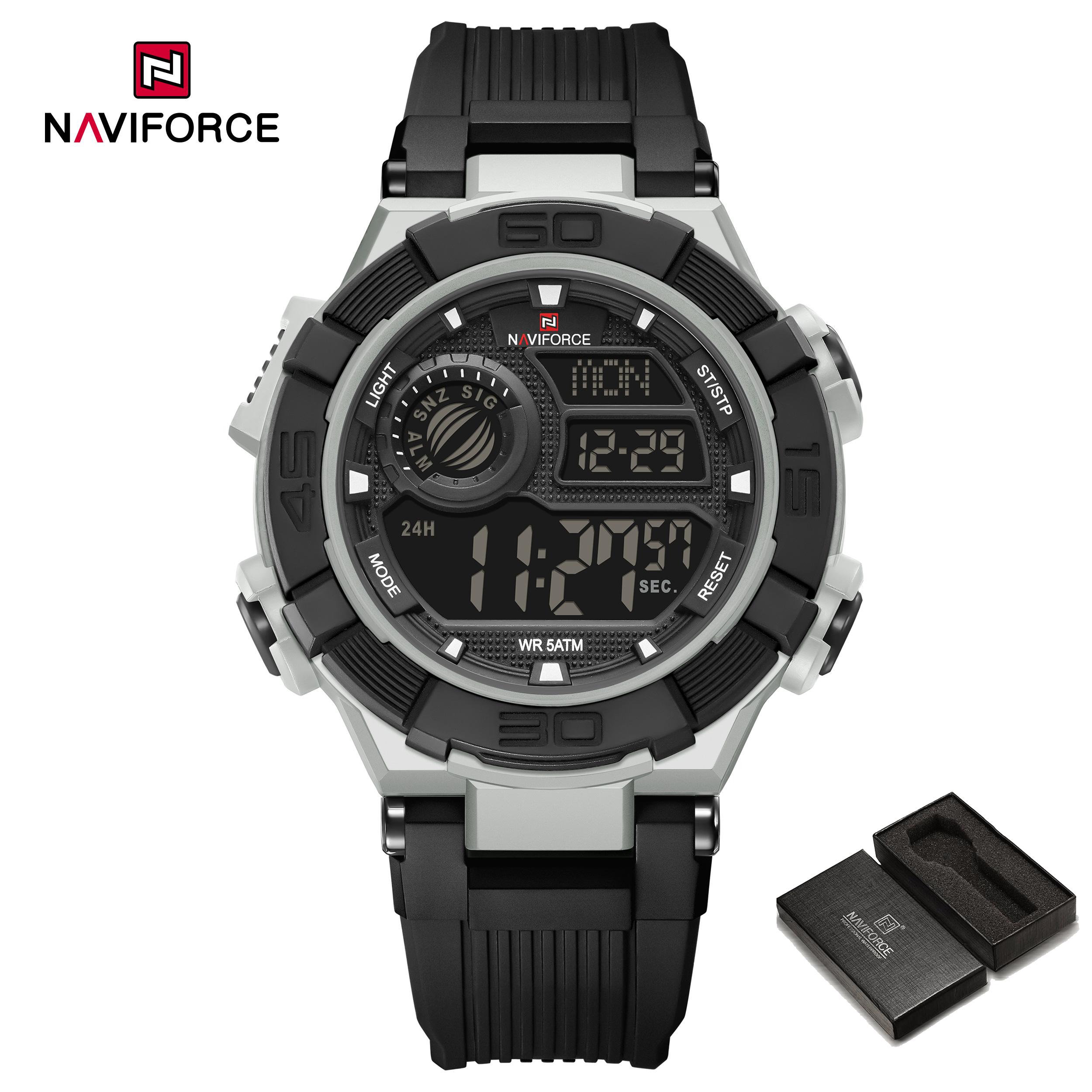 NAVIFORCE Men LCD Watch Ditital Movement Lightweight Silicone Strap 50m Waterproof Calendar Date Alarm Night Pattern Boy Gift Watch NF7131 чёрный/серебряный
NAVIFORCE Men LCD Watch Ditital Movement Lightweight Silicone Strap 50m Waterproof Calendar Date Alarm Night Pattern Boy Gift Watch NF7131 чёрный/серебряный