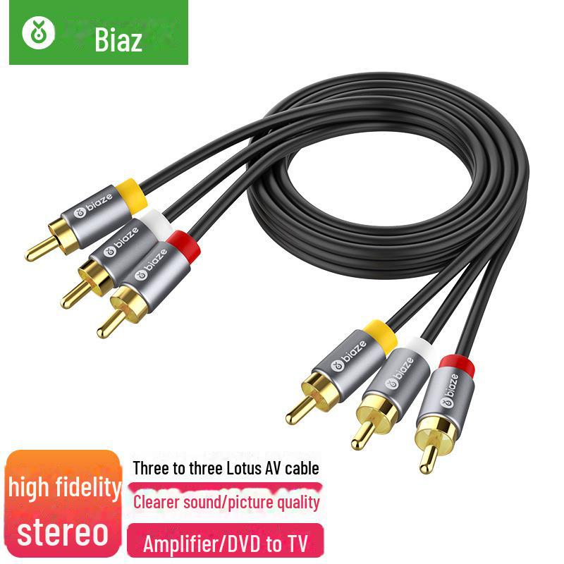 Biaz 3-to-3 Lotus Head 3RCA Audio/Video AV Adapter Cable (Red, White, Yellow) - Model Y19 1.5 m
Biaz 3-to-3 Lotus Head 3RCA Audio/Video AV Adapter Cable (Red, White, Yellow) - Model Y19 1.5 m
