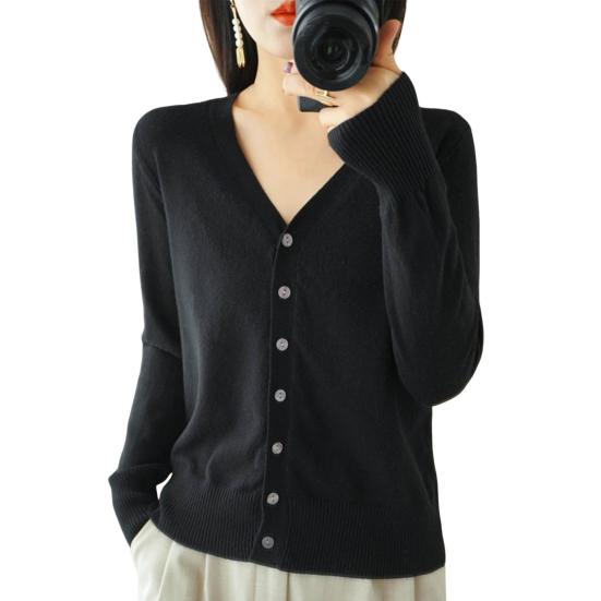Женский вязаный свитер с V-образным вырезом, длинным рукавом, на пуговицах, свитер, кардиган, однотонный цвет S чёрный
Женский вязаный свитер с V-образным вырезом, длинным рукавом, на пуговицах, свитер, кардиган, однотонный цвет S чёрный