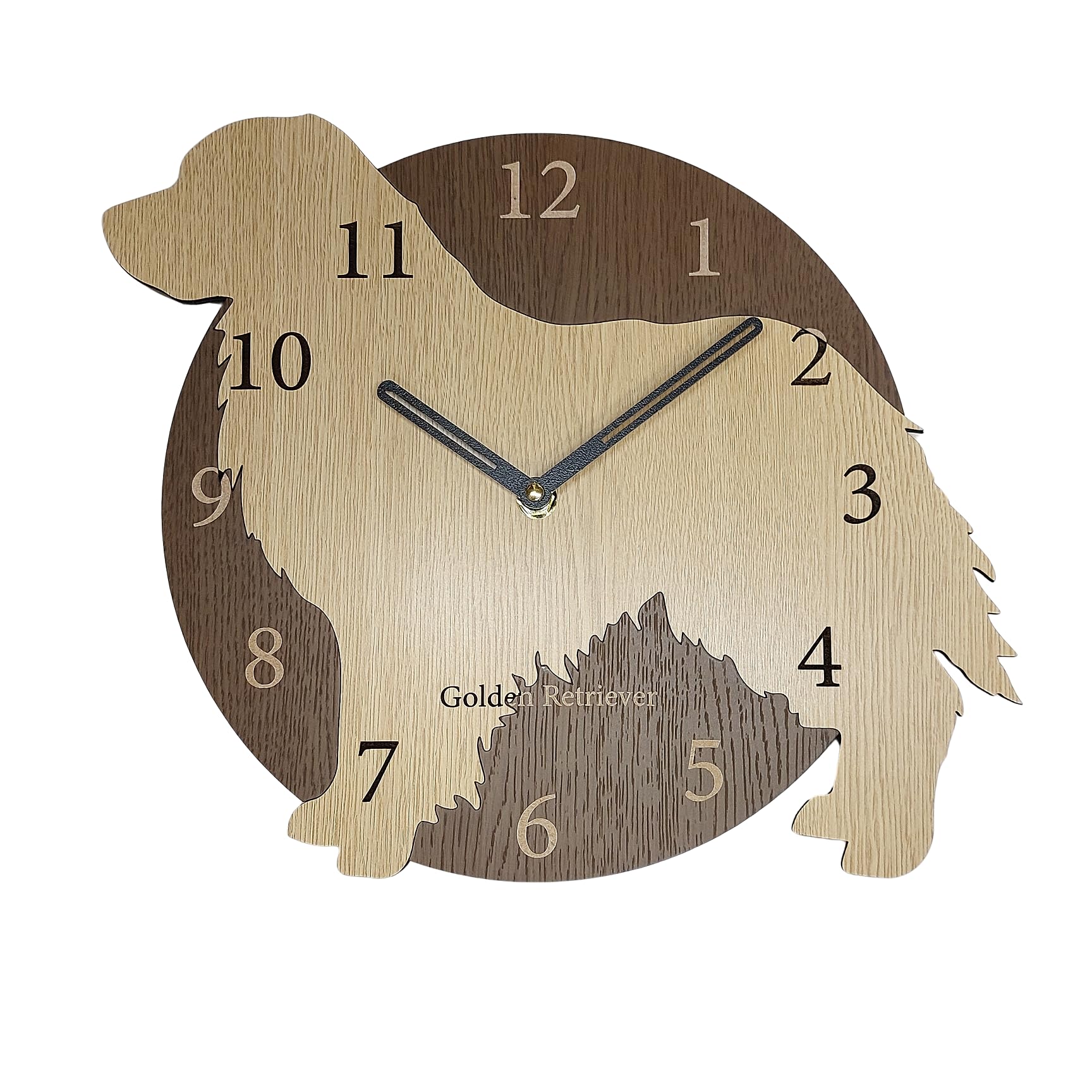 A stylish wooden wall clock featuring a golden retriever in This analog clock is perfect for or any beige. silent, bedrooms, homes, room.
A stylish wooden wall clock featuring a golden retriever in This analog clock is perfect for or any beige. silent, bedrooms, homes, room.