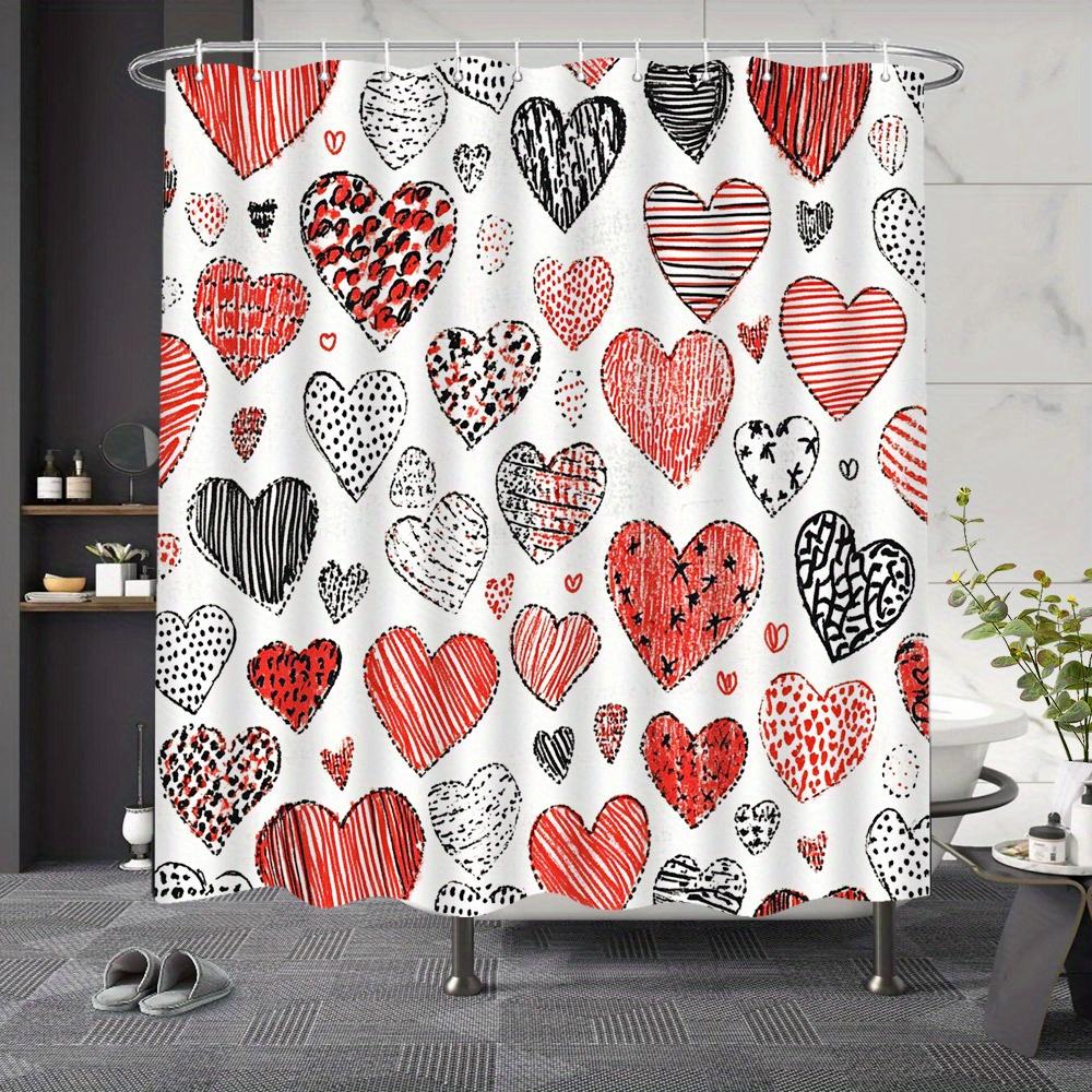 Valentine s Day Heart Shower Curtain, Red & Black Heart Pattern, Durable Polyester, Machine Washable, 12 Hooks W90xH180cm
Valentine s Day Heart Shower Curtain, Red & Black Heart Pattern, Durable Polyester, Machine Washable, 12 Hooks W90xH180cm