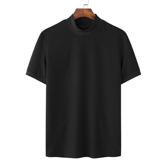 High Collar Short Sleeve Men T-shirt Wave Texture Elastic Thin Summer Casual Solid Color Bottoming Knitting Tops Streetwear L чорний
High Collar Short Sleeve Men T-shirt Wave Texture Elastic Thin Summer Casual Solid Color Bottoming Knitting Tops Streetwear L чорний