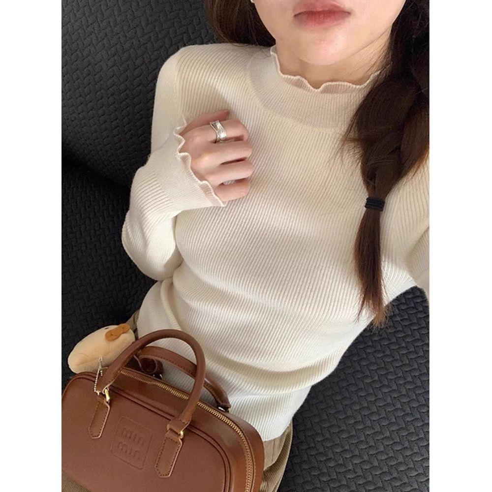 Women s Ruffled Edge High Neck White Sweater Top - Autumn/Winter Long Sleeve Base Layer One Size
Women s Ruffled Edge High Neck White Sweater Top - Autumn/Winter Long Sleeve Base Layer One Size