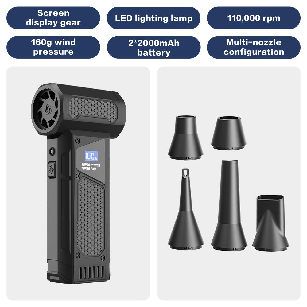 2026 New and Power 110000RPM Jet Dry Blower High Power Mini Turbo Fan Air Duster 4 Speed LED Digital Display 4000mAh PC Keyboard Cleaner чорний
2026 New and Power 110000RPM Jet Dry Blower High Power Mini Turbo Fan Air Duster 4 Speed LED Digital Display 4000mAh PC Keyboard Cleaner чорний